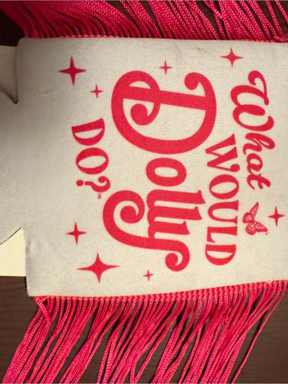 Hot Pink Fringe Can Cooler with 